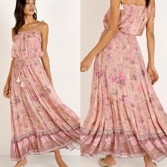 Spell Dresses & Skirts - Spell Wild Bloom Gypsy Strappy Maxi Dress Blush Pink